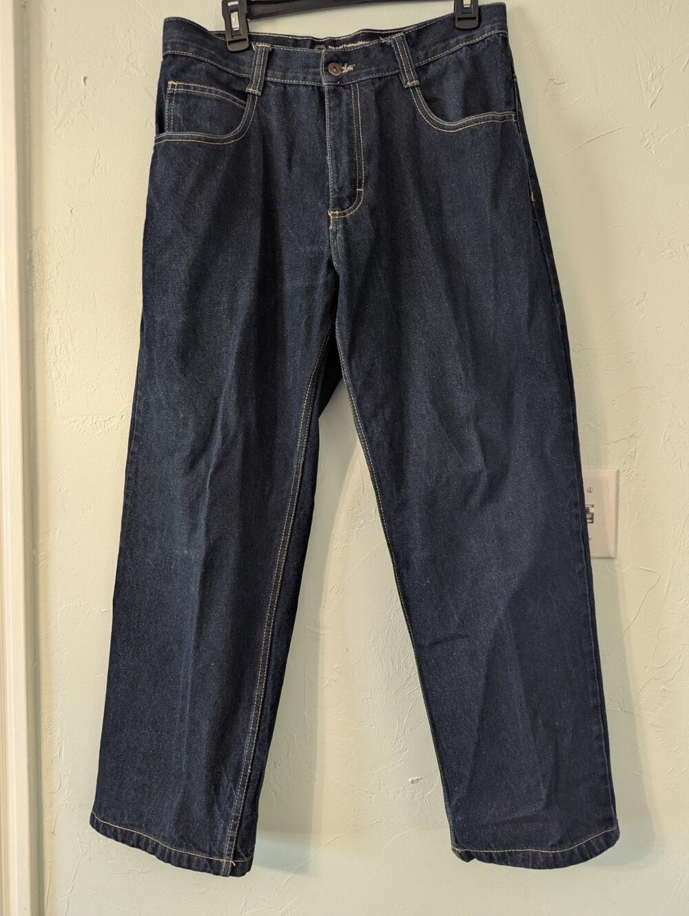 Southpole Men's Dark Wash Blue Jeans Straight Leg 5-Pocket Logo Accent 34x28